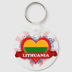 Vintage I Love Lithuania Key Ring