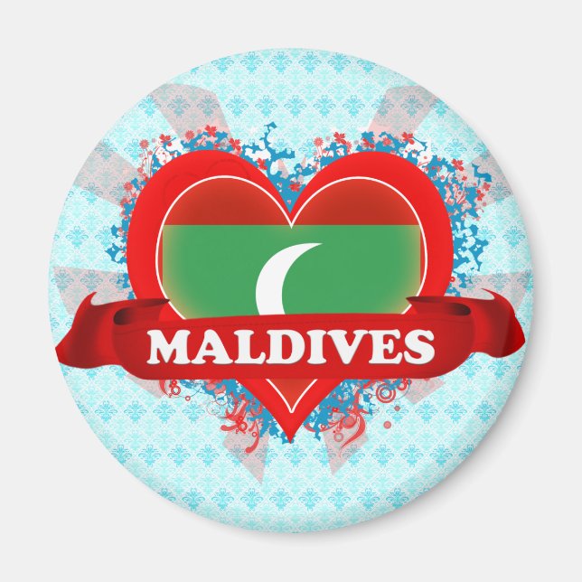 Vintage I Love Maldives Magnet (Front)