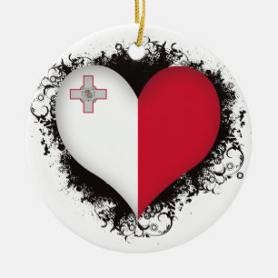 Vintage I Love Malta Ceramic Tree Decoration