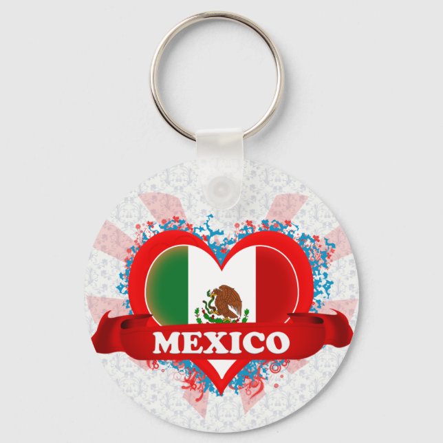 Vintage I Love Mexico Key Ring (Front)