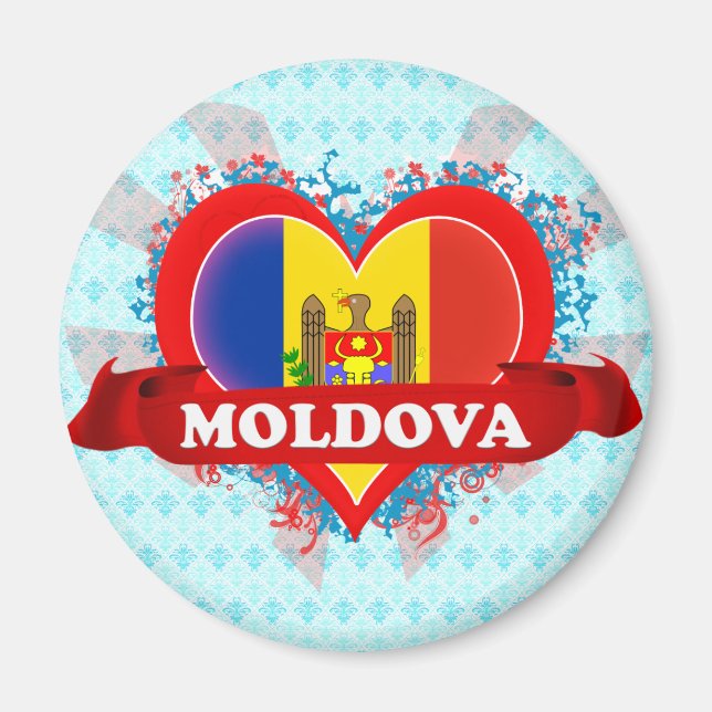 Vintage I Love Moldova Magnet (Front)