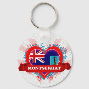 Vintage I Love Montserrat Key Ring
