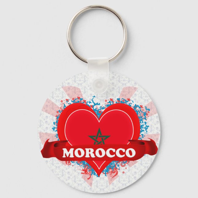 Vintage I Love Morocco Key Ring (Front)
