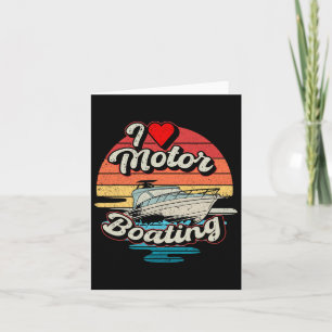 Vintage I Love Motor Boating Sunset Boat Funny Cap Card