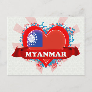 Vintage I Love Myanmar Postcard