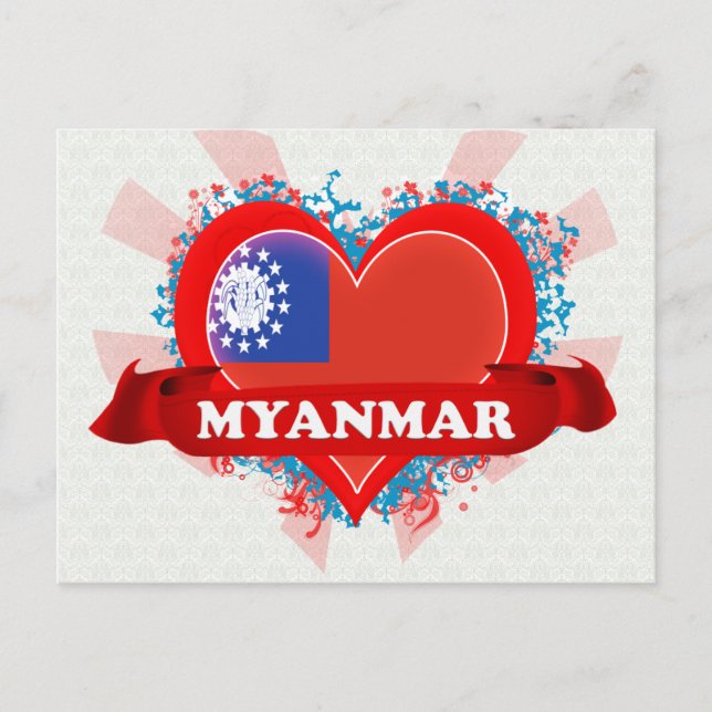 Vintage I Love Myanmar Postcard (Front)