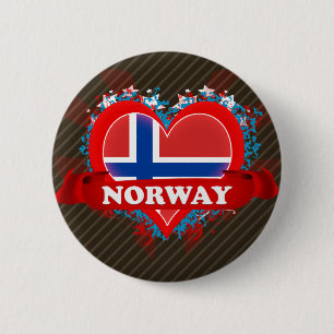 Vintage I Love Norway 6 Cm Round Badge