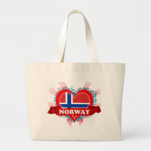 Vintage I Love Norway Large Tote Bag