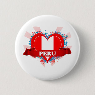 Vintage I Love Peru 6 Cm Round Badge