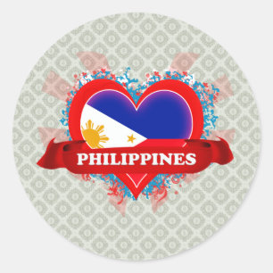Vintage I Love Philippines Classic Round Sticker