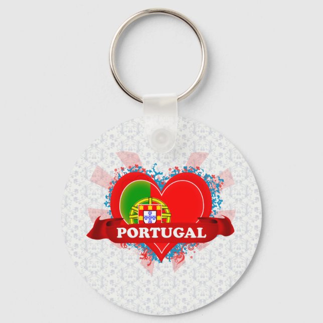 Vintage I Love Portugal Key Ring (Front)
