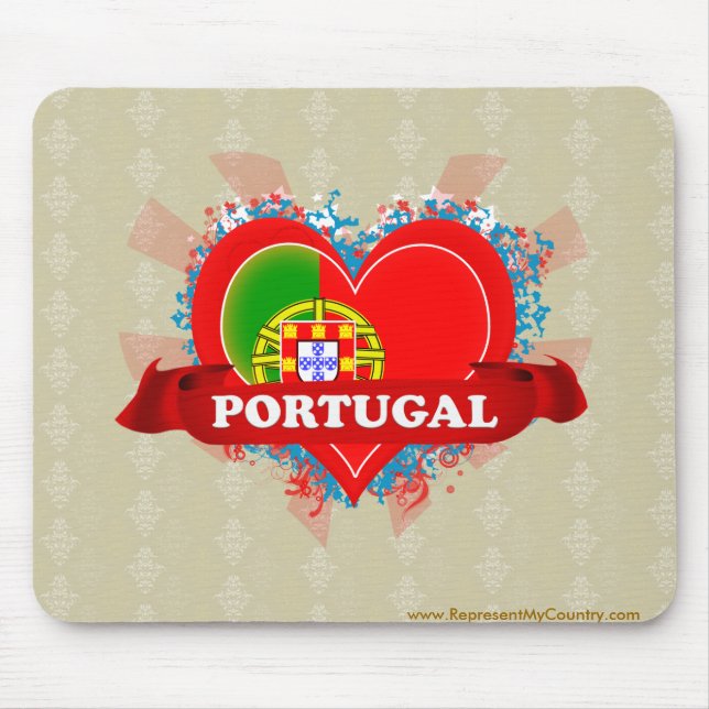 Vintage I Love Portugal Mouse Mat (Front)