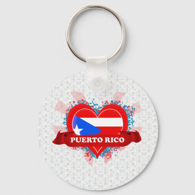 Vintage I Love Puerto Rico Key Ring (Front)
