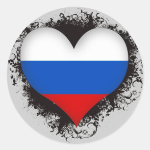 Vintage I Love Russia Classic Round Sticker