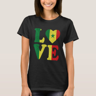 Vintage I Love Senegal Flag Heart Senegalese Roots T-Shirt