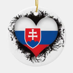 Vintage I Love Slovakia Ceramic Tree Decoration