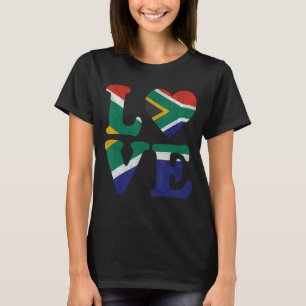 Vintage I Love South Africa Flag Heart South Afric T-Shirt