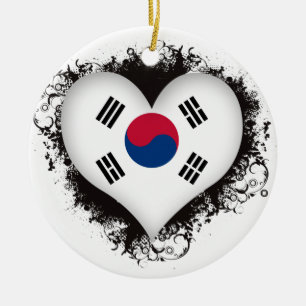 Vintage I Love South Korea Ceramic Tree Decoration