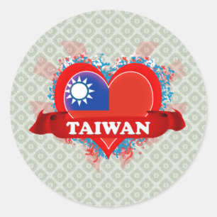 Vintage I Love Taiwan Classic Round Sticker