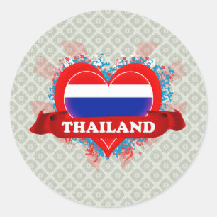 Vintage I Love Thailand Classic Round Sticker
