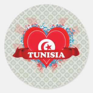 Vintage I Love Tunisia Classic Round Sticker