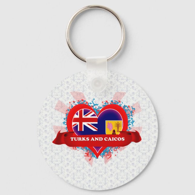 Vintage I Love Turks And Caicos Key Ring (Front)