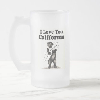 Vintage I Love You California Frosted Glass Beer Mug