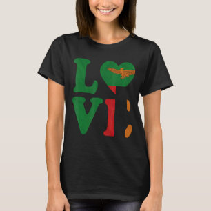 Vintage I Love Zambia Flag Heart Zambian Roots Pri T-Shirt