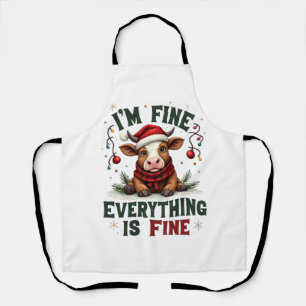 Vintage I’m Fine Everything Is Fine Highland Cow C Apron