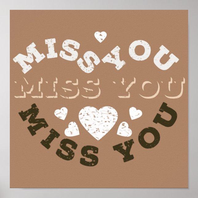 Vintage I miss you distressed retro hearts Poster (Front)