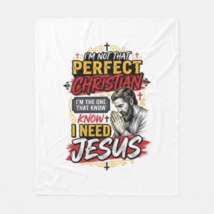 Vintage I Need Jesus Christian T-Shirt Design_1 Fleece Blanket