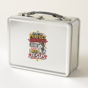 Vintage I Need Jesus Christian T-Shirt Design_1 Metal Lunch Box