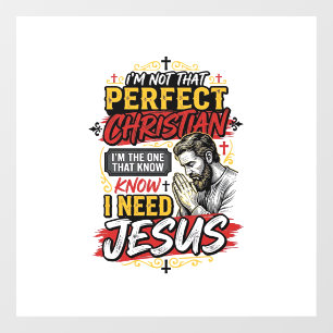 Vintage I Need Jesus Christian T-Shirt Design_1 Window Cling