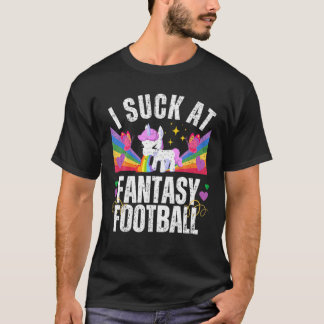 Vintage I Suck At Fantasy Football Rainbow Unicorn T-Shirt
