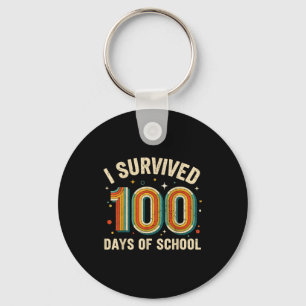 Vintage I Survived 100 Days Of School Students Tea Key Ring