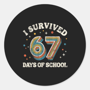 Vintage I Survived 67 Days Of School Teachers Stud Classic Round Sticker