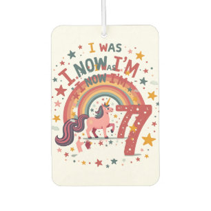 Vintage I Was 6 Now Im 7 Unicorn Birthday Shirt Cu Car Air Freshener