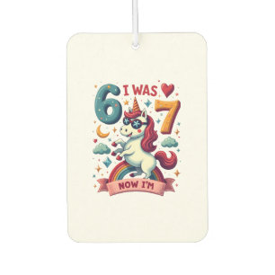 Vintage I Was 6 Now Im Unicorn Birthday Party Vect Car Air Freshener