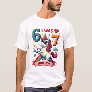 Vintage I Was 6 Now Im Unicorn Birthday Party Vect T-Shirt