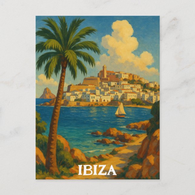 Vintage Ibiza Travel Retro Balearic Island Postcard (Front)
