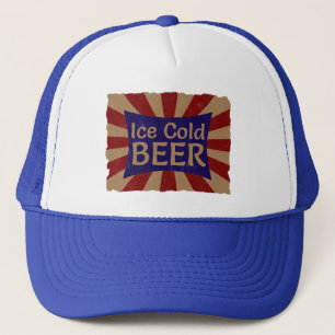 Vintage Ice Cold Beer Advertising Sign Hat / Cap