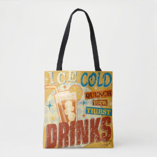 Vintage Ice Cold Drinks metal sign. vintage, soda, Tote Bag