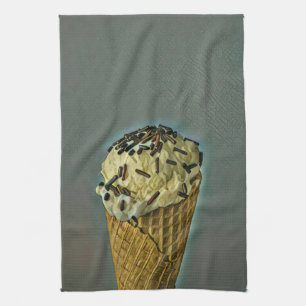 Vintage ice cream art tea towel