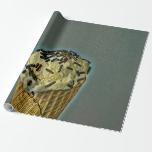 Vintage ice cream art wrapping paper