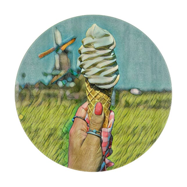 Vintage ice cream artwork cutting board (Front)