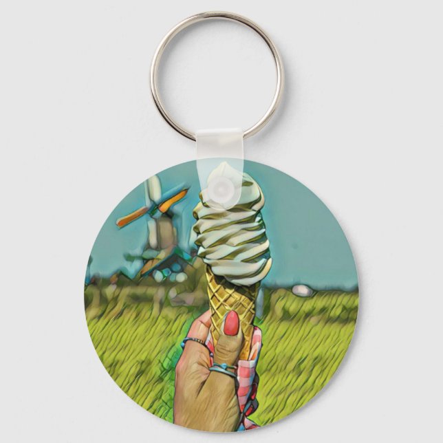 Vintage ice cream artwork key ring (Front)