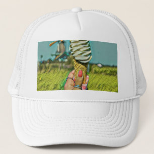 Vintage ice cream artwork trucker hat