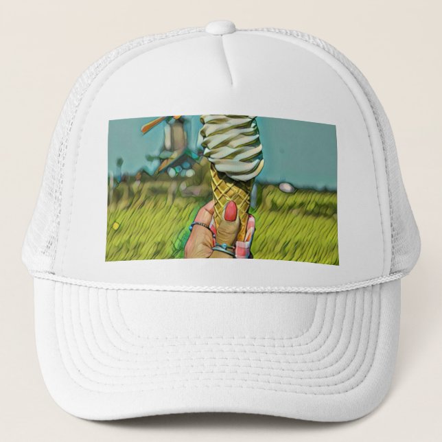 Vintage ice cream artwork trucker hat (Front)