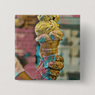 Vintage ice cream cone 15 cm square badge