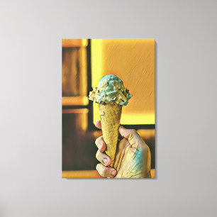 Vintage ice cream cone canvas print